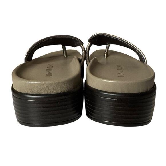 DONALD PLINER NEW Fifi Pewter Brocade Leather Thong Sandals 7.5 TINY FLAW - Picture 6 of 10